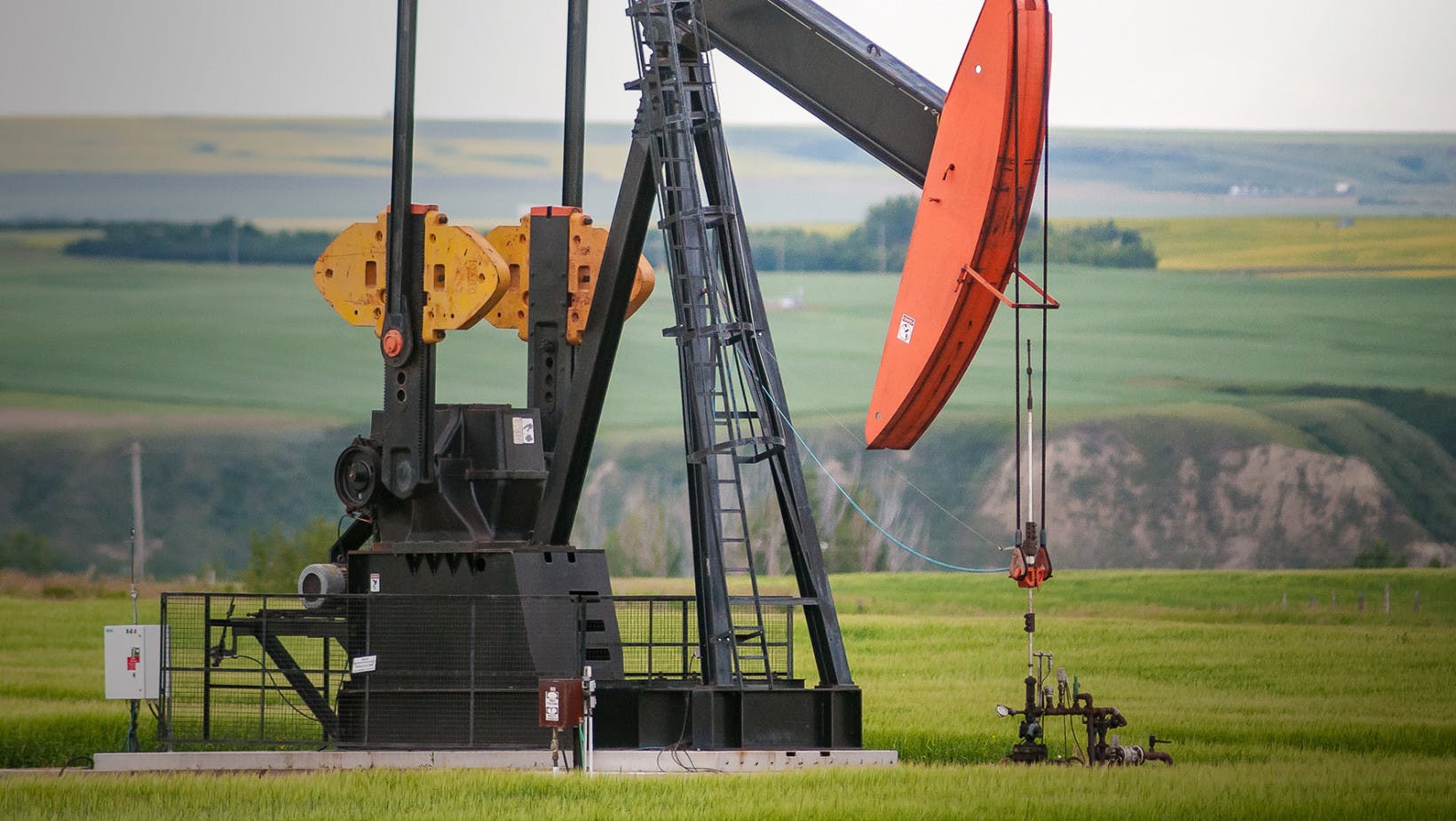 An oil well in a field