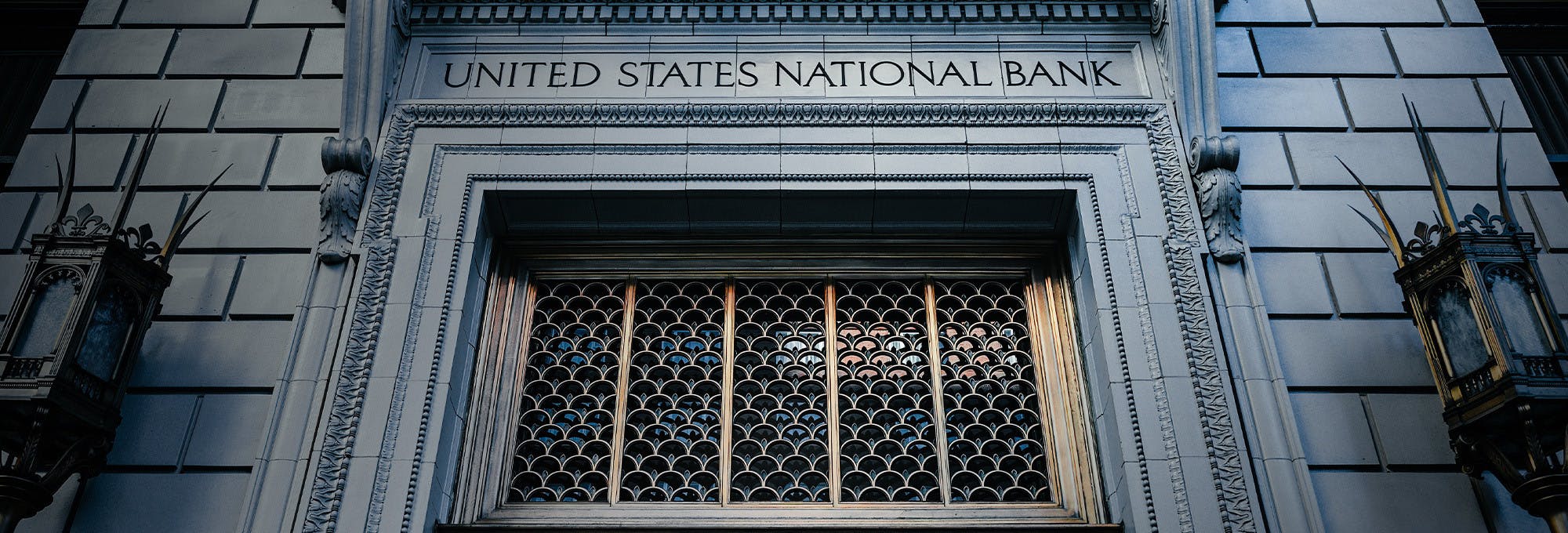Photo of front of United States National Bank which helps represent where student loans come from