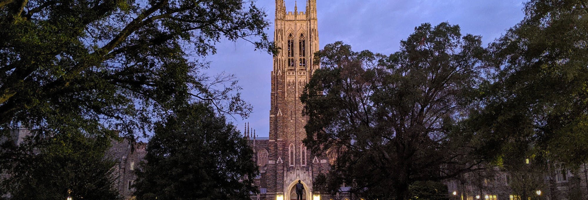 Front view of Duke University's chapel