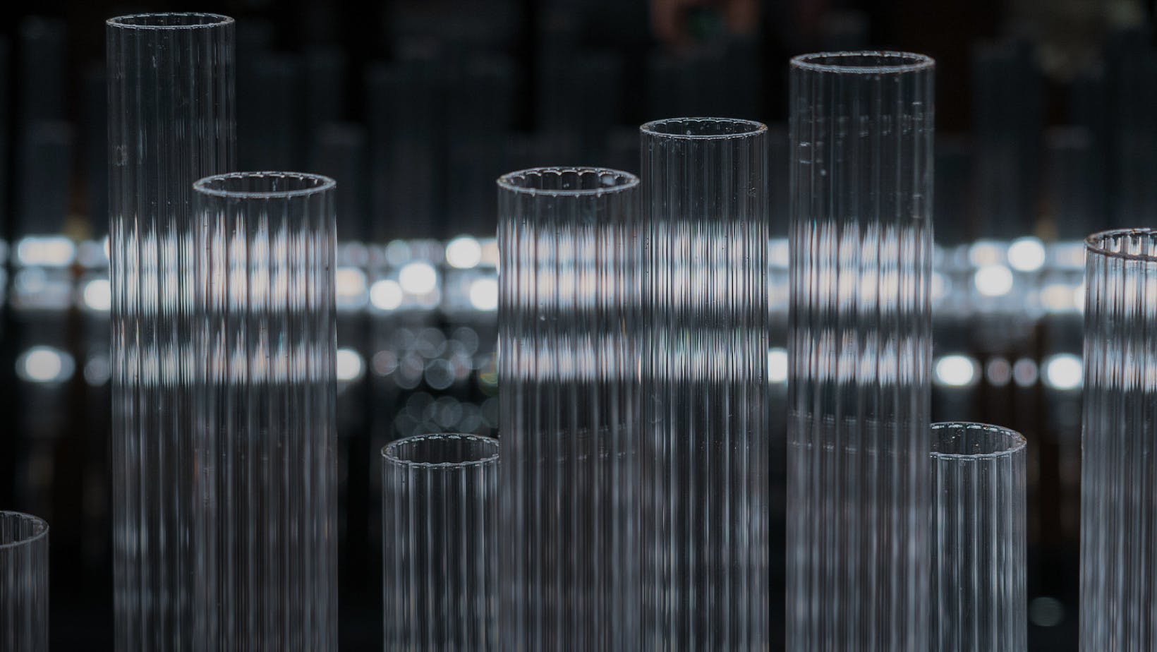 Glass tubes of varying heights